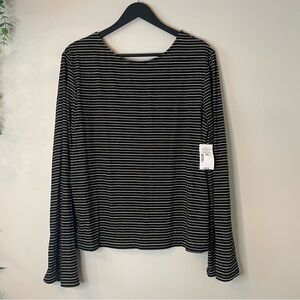 Ricki's Black White and Gold Striped Long Sleeve Tee